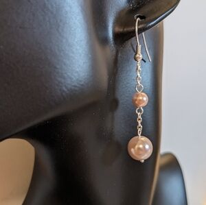 Francesca's Silver Tone and Soft Pink Simulated Pearl Dangle Earrings